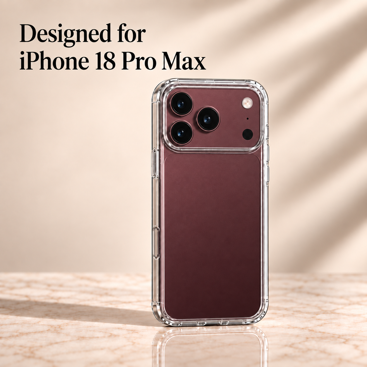 iPhone 18 Pro Max large-cutout clear TPU phone case
